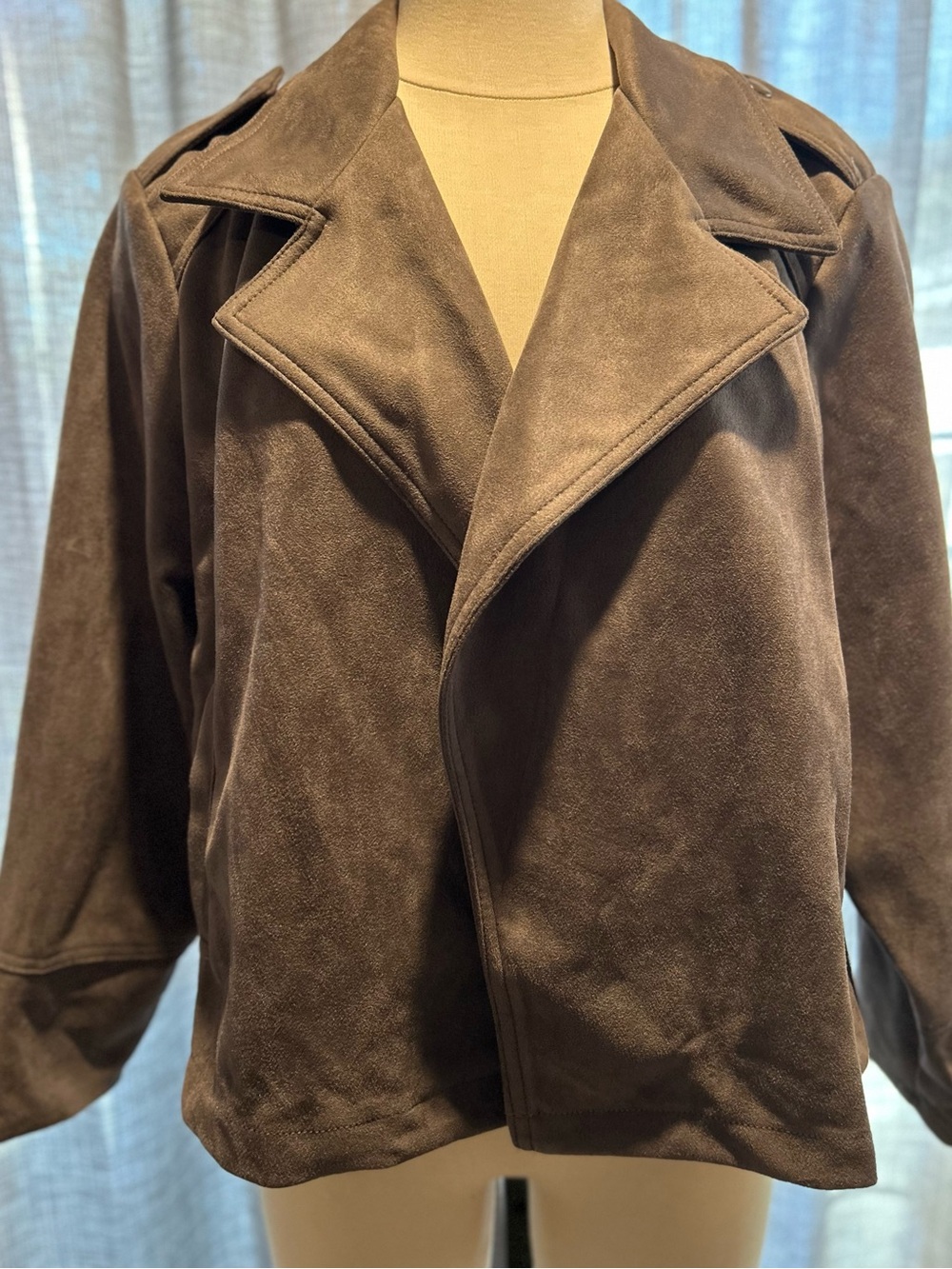 Philosophy Grey Suede-Look Trench Coat